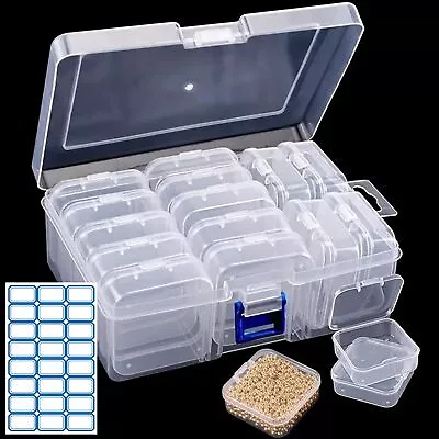 AKSONMN 15pcs Bead Organizers In Clear Box - Diamond Painting Storage Contain • $9.83