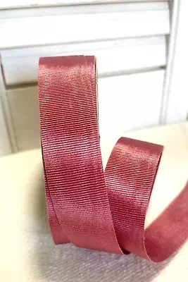 Vintage Moire Fabric Ribbon Plum Mauve Pink 20 Yards 7/8  Width #5 • $7.50
