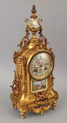 Antique Victorian S Marti Cie French Porcelain Gilt Bronze Ormolu Mantle Clock • $350