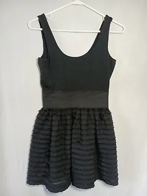 Miley Cyrus Max Azria Black Racerback Tank Dress Ruffle Skirt Junior Size Small • $10
