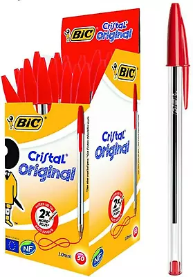 BIC Cristal ORIGINAL Medium Daily BALLPOINT PENS Biros 1.0 Mm Everyday Essay Wri • £6.38