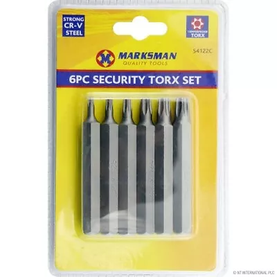 Bit Set 6pc Security Torx Star T20 T25 T30 T40 T45 T50 75mm Anti Tamper Proof • £4.99