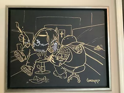 Michael Godard Original Gold Pen Sketch On Black Canvas 30x 24 • $3400