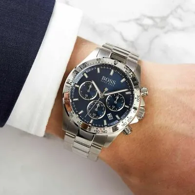 £94.99 • Buy New Genuine Hugo Boss 1513755 Hero Silver Blue Dial Stainless Steel Men's Watch