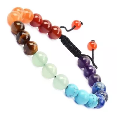 Natural Healing 7 Chakra Crystal Quartz Reiki Rope Braided Women Stone Bracelets • $2.92