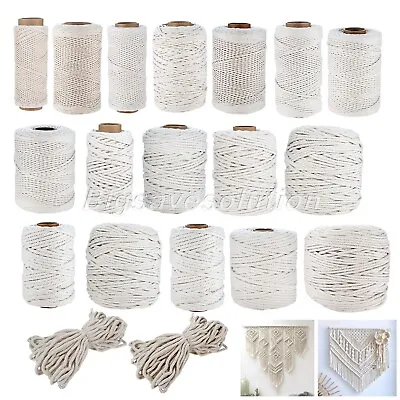 1 Roll Natural Beige Macrame Rope Twisted Cotton Cord String 1-10mm Crafts DIY • $18.79