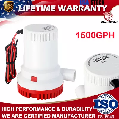 Bilge Pump Marine Boat Yacht Submersible Water Pump Non Automatic 12V 1500 GPH • $31.69