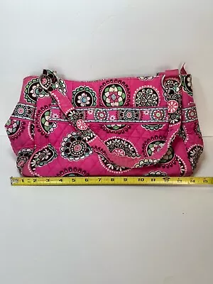 Vera Bradley Stephanie Purse Pink Paisley Cupcakes Retired Handbag 13x9 EUC • $25