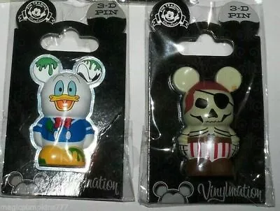 2 New DISNEY Vinylmation 3D PINS Donald Duck Wet Paint + Skeleton Pirate Mickey • $27.95