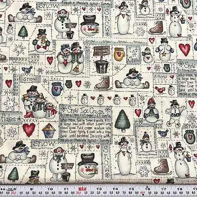 Vintage Dianna Marcum Snow Ice Cream Recipe Cotton Fabric By The HALF YARD • $9