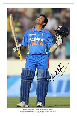 Sachin Tendulkar 100th Century Signed Photo Print Autograph India Cricket • £3.49