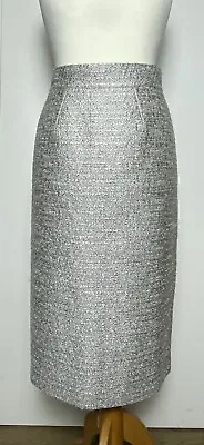 Safiyaa  Metallic Tweed Pencil Skirt Silver And Gold Weave Chanel • £35