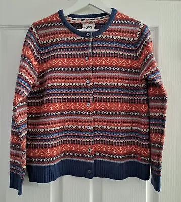 Country Rose Size Medium Fairisle Knitted Wool Cardigan 40s 50s Landgirl • £34.95