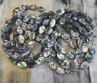 Natural Abalone/Paua Shell Flat Oval 12x8x3mm Approx  33 Pce Free Postage  • £11.85