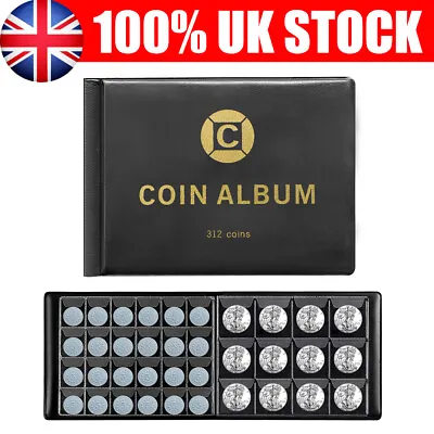 312 Pockets Coin Collection Storage Book Album Money Holder Coins Folder Black • £9.89