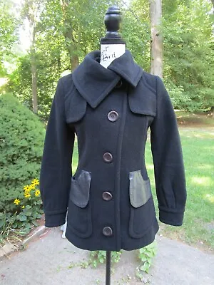 Mackage Black Wool W/ Leather Trim Jacket Women's Size P/S  • $24.99