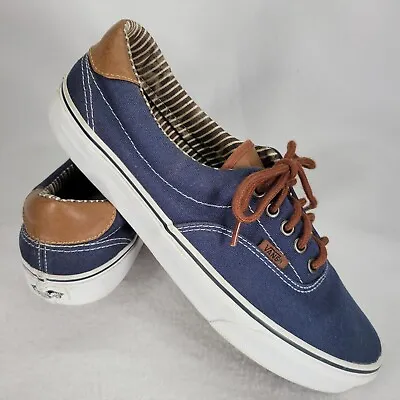 Vans Shoes Mens 11 Blue Canvas Low Top Nautical Boat Deck Sneakers Preppy Surf • $29.99