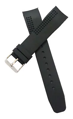 22mm Silicone Rubber Curved End Black Watchband Strap Fits U-BOAT/SPINNAKER • £22.90