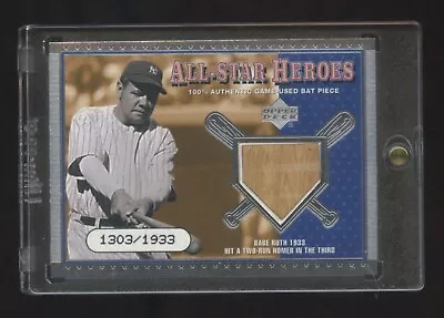 2001 Ud Babe Ruth All Star Heroes 100% Authentic Game Used Bat Sp   Mint Yankees • $499.99