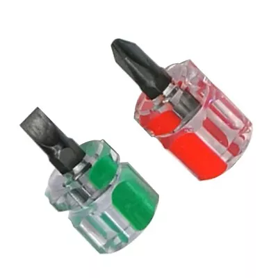 #hk 2pcs Micro Mini Stubby Slotted Screwdriver With Anti-slip Handle Steel • £2.95