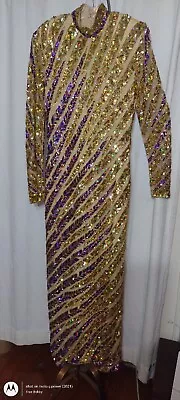 NWOT Vintage Dress Naeem Khan Riazee 100% Pure Silk Sequin Sequined Medium  • $675