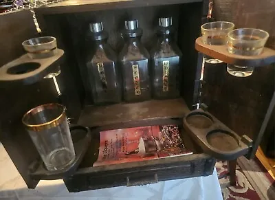 RARE Vtg PORTABLE  LIQUOR CABINET BAR • $450