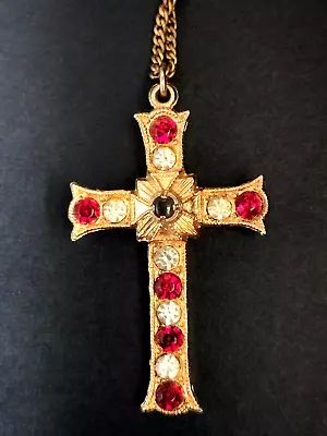 Swarovski Crystal Cross Pendant Stanhope Vintage Gold Tone The Lord's Prayer • $70