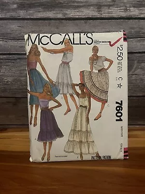 7601 Vintage McCalls SEWING Pattern Misses 1980s Long Ruffled Skirt UNCUT Boho • $5.60