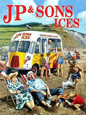 JP & Sons Classic Bedford Ice Cream Van Beach Deck Chairs Small Metal Tin Sign • £4.95