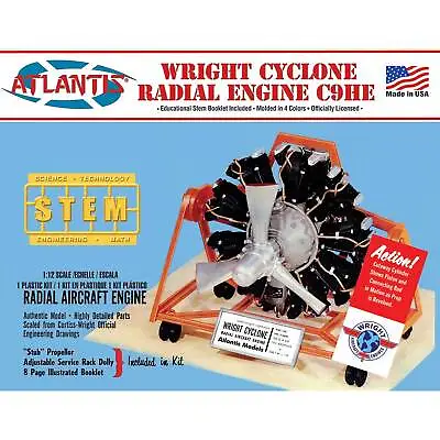 $34.99 • Buy ATLANTIS TOY & HOBBY INC. Wright Cyclone 9 Radial Engine STEM AANM6052 Plastic