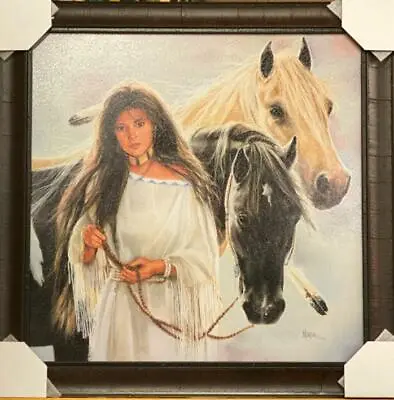 Maija The Dowry Native American Horse Art Print-Framed 26 X 26 • $139.95