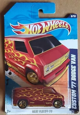 Hot Wheels Custom '77 Dodge Van-Heat Fleet '11 #6/10 Red Flamed-See Through Top • $3.45