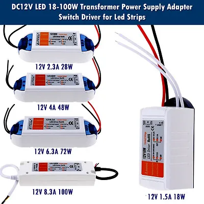 DC12V Led 18-100W Transformer Power Adaptor Driver For Led Strips MR 16 CCTV A • $9.56