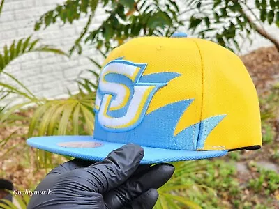 Mitchell Ness Southern Jaguars Sharktooth Ncaa College Snapback Hat Yellow Blue • $24.99