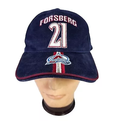 VTG 90s NHL Coolest Game Colorado Avalanche Peter Forsberg Strapback Hat Navy • $32.89