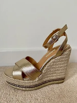 £19.99 • Buy Miss Selfridge Gold Espadrille Wedge Sandals Size 3/36 RRP £35 NEW