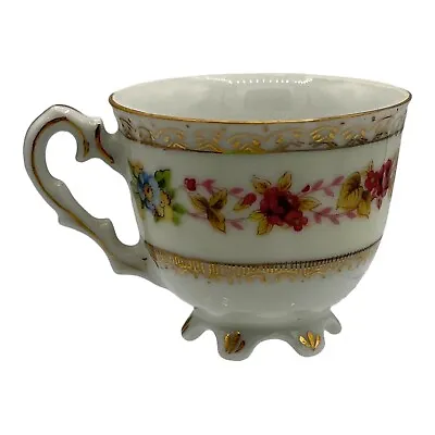 Vtg Mini Footed Cup Flowers Vines Gilt Child Size Delicate Mad Hatter Tea Party • $7.68