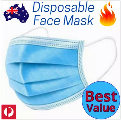 Protect FACE MASK Disposable Medical 3 Layer Filter PPE 5 /10 /20  Pack Adult AU • $8.99