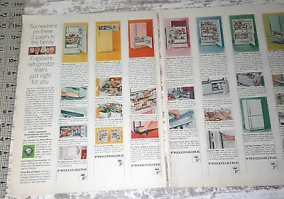 1964 Frigidaire Vintage Print Ad Refrigerator White Yellow Pink Freezer Kitchen • $7.72