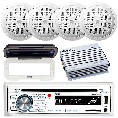 Pyle Bluetooth CD Marine Stereo + Cover 4x 6.5  Speakers 4-Channel Amplifier • $177.49