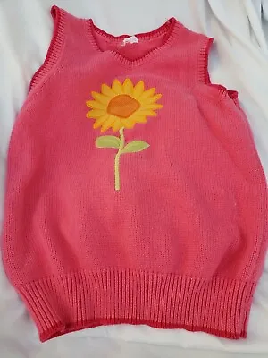 GYMBOREE SUNFLOWER SMILES Sweater Vest Embroidered Girls Size L (12) Fall Pink • $18.19