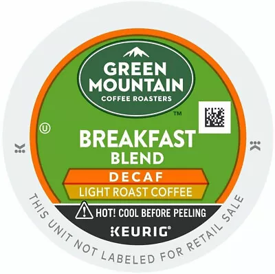 Green Mountain Coffee Breakfast Blend Decaf Sept 2023 K Cups 96 Ct Light Roast • $33.99