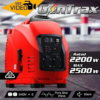 Gentrax Portable Inverter Generator 2.5KW Max 2.2KW Pure Sine Camping Petrol Red • $679