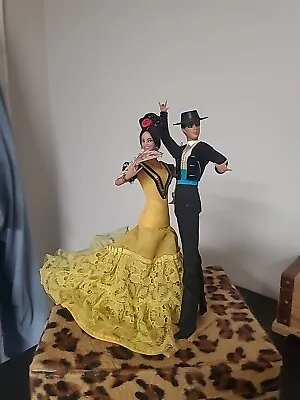 Vintage Spanish Marin Chiclana Plastic Couple Doll Flamenco Dancers  • $21.87