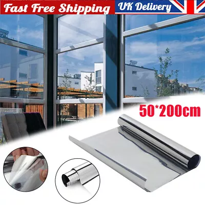 Mirror Reflective One Way Vision Privacy Window Film Sticky Back Glass Tint Silv • £6.99