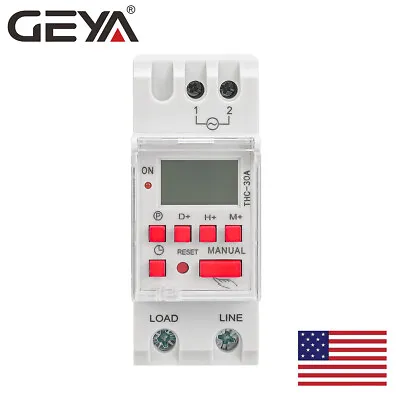 GEYA Programmable Digital LCD Timer Weekly Electronic Switch 30A AC220V 50/60Hz • $15.64