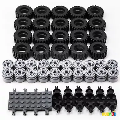 LEGO 30.4 X 14mm Tire Rim Wheel Technic Axles Set Lot Truck Car-50 Pieces Total • $36.91