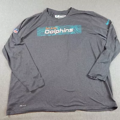 Miami Dolphins Shirt Mens 4XL Nike Gray Long Sleeve Practice Shirt #63 NFL • $34.94