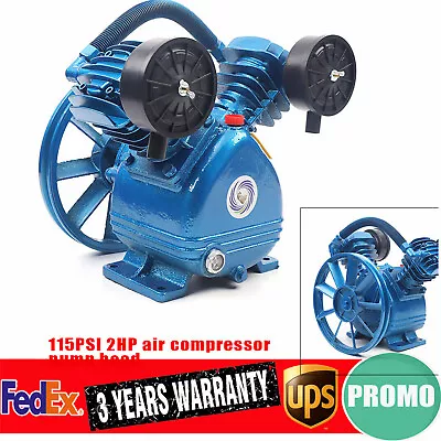 Air Compressor Pump Twin Cylinder 2 Piston V Style 2HP Head Single Stage Blue • $116.85