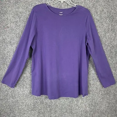 Pure Jill Long Sleeve Shirttail Tee Women L Purple Tunic Length • $20.86